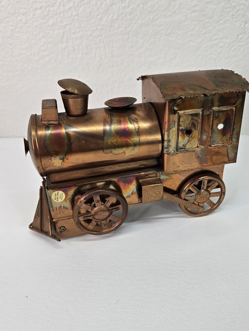 VTG Copper Train Music Box Locomotive Steam Engine Wind Up Metal Art Hong Kong